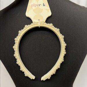 Piper Cream Faux Pearl Embellished Hairband. Holiday. Glam. Party